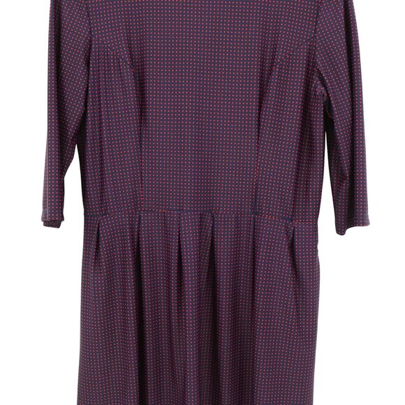Jude Connally Brynn Fit & Flare Pleated Waist 3/4 Sleeve Navy Red Dot Dress L - Picture 2 of 4